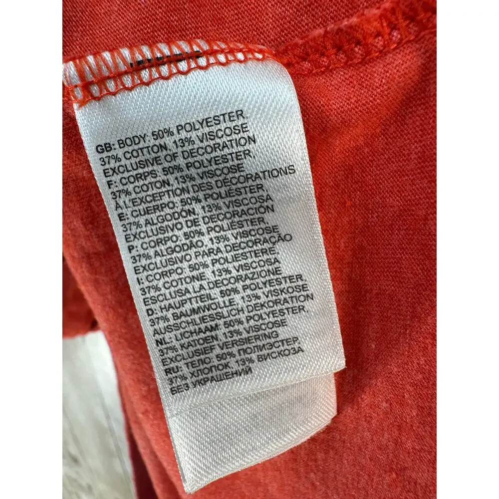 The North Face T-Shirt‎ Mens Large Orange White Stars Spellout TNF Logo Gorpcore